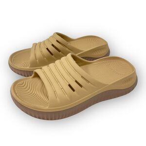 Kuailu Recovery Slides Sandals Tan Brown Cushioned Arch Support Women’s Size 9